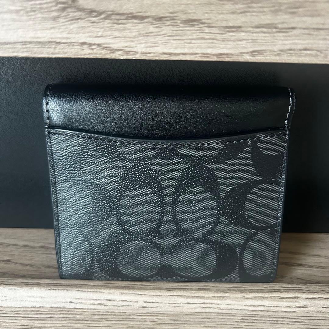 COACH 三つ折り財布 黒 モノグラム