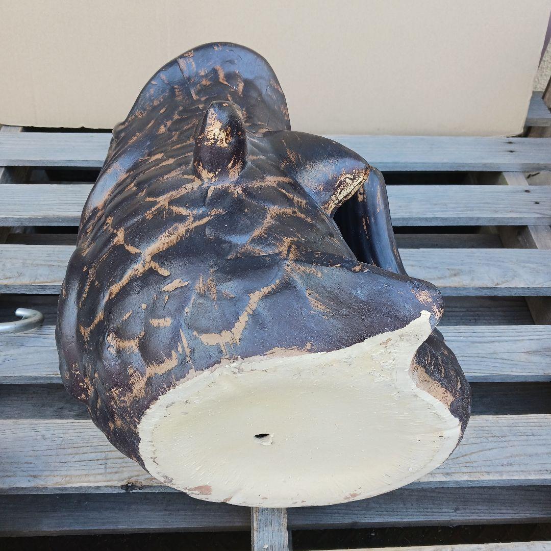新品　陶器　傘立て　鯉　ブラック　アンティーク　オブジェ　縁起物　手造りU-93