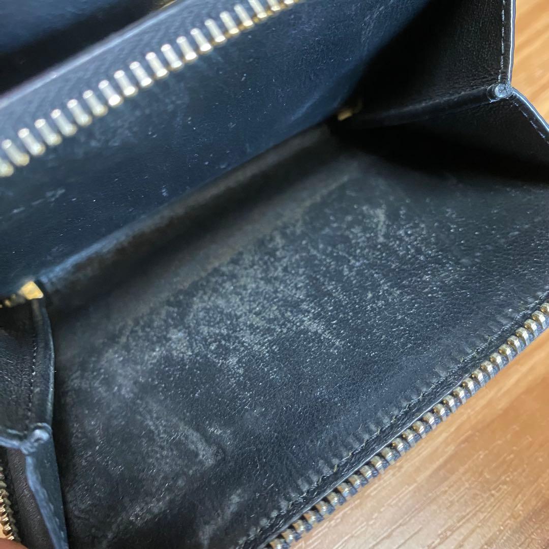 YSL ブラック　レザー 二つ折り財布