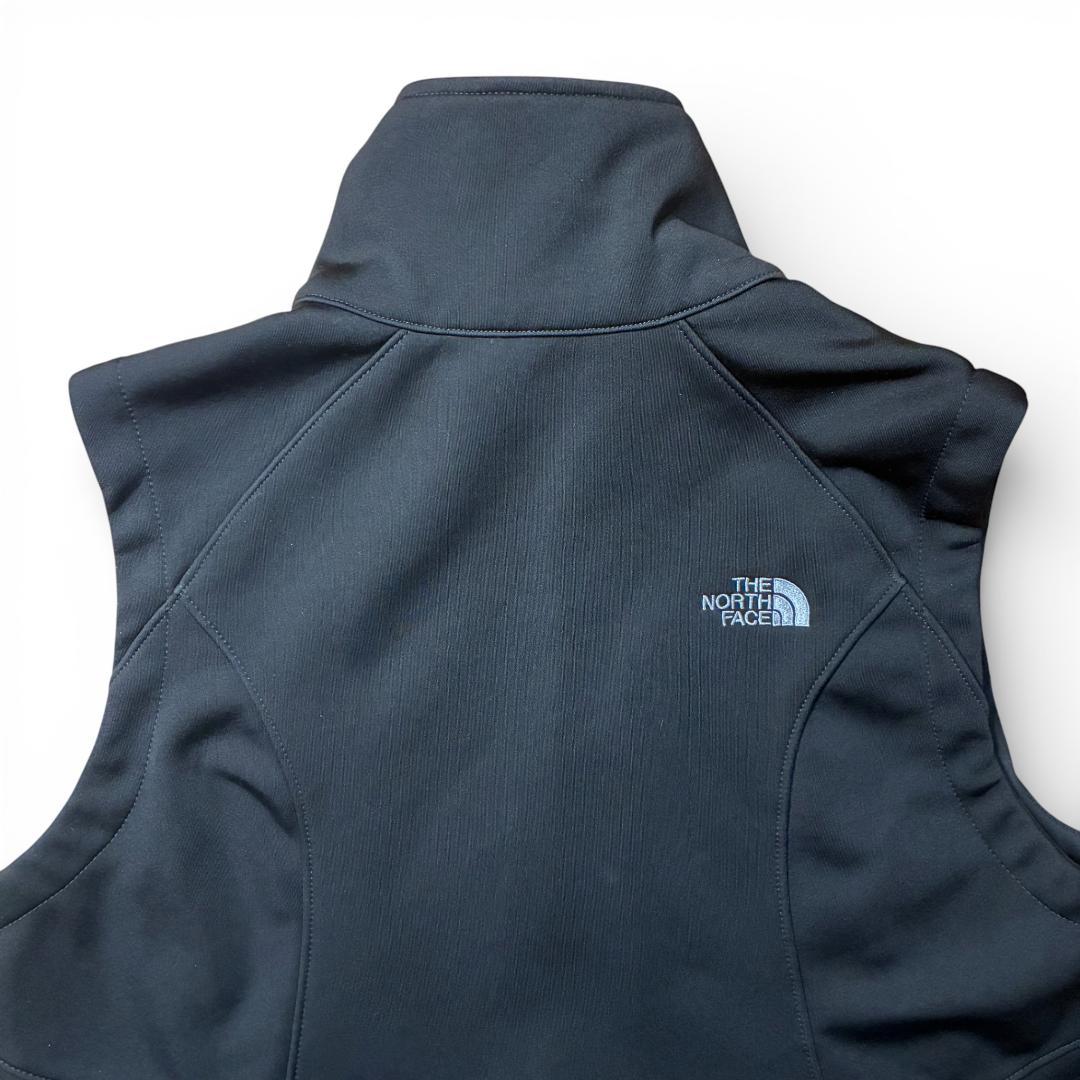 ノースフェイス 企業ロゴ刺繍 ソフトシェルベスト 黒 XL 美品 US古着