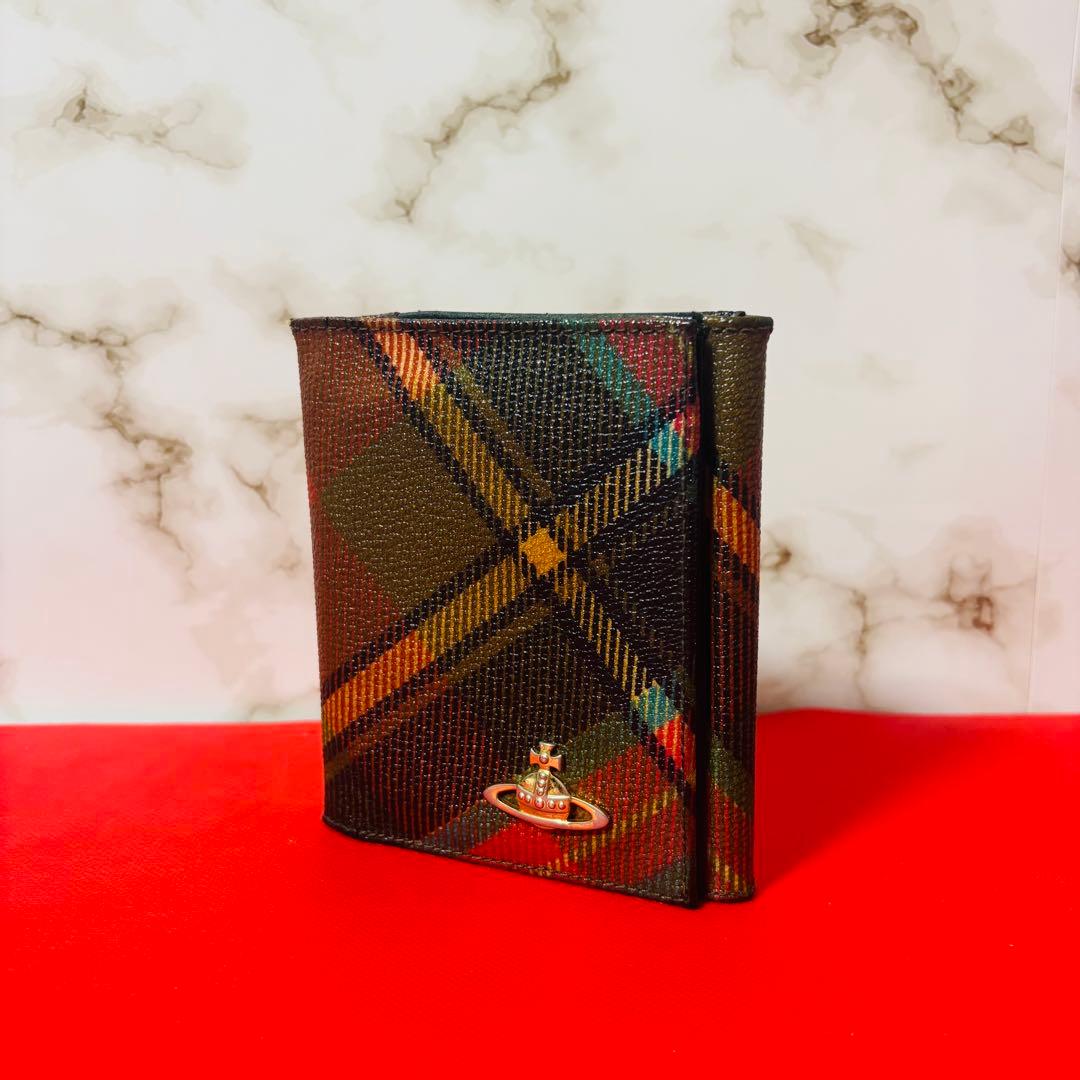 0071 vivienne westwood タータンチェック オーブ 折り財布