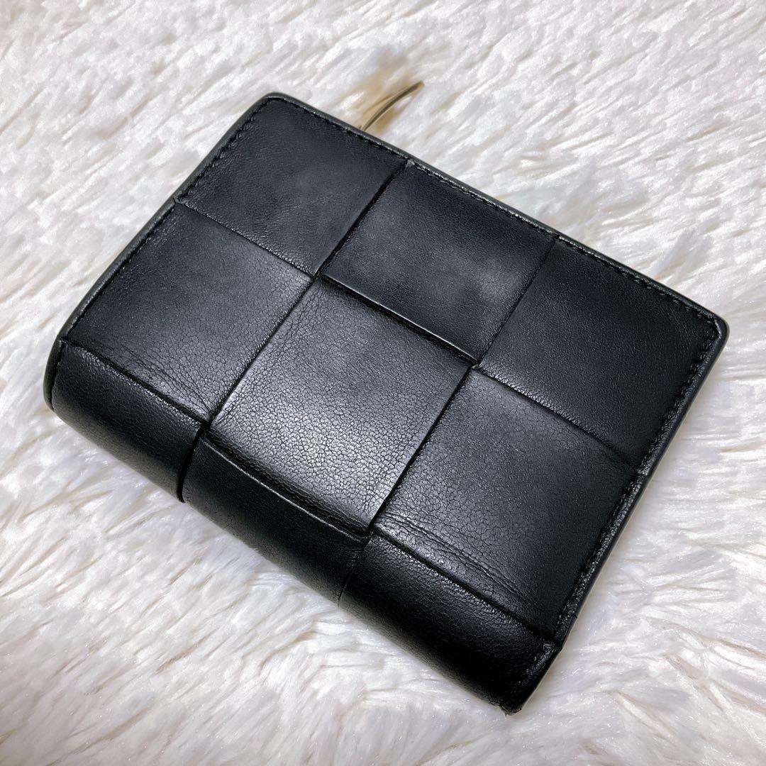 ボッテガヴェネタ 二つ折り財布 カセット スモール マキシイントレチャート 本革