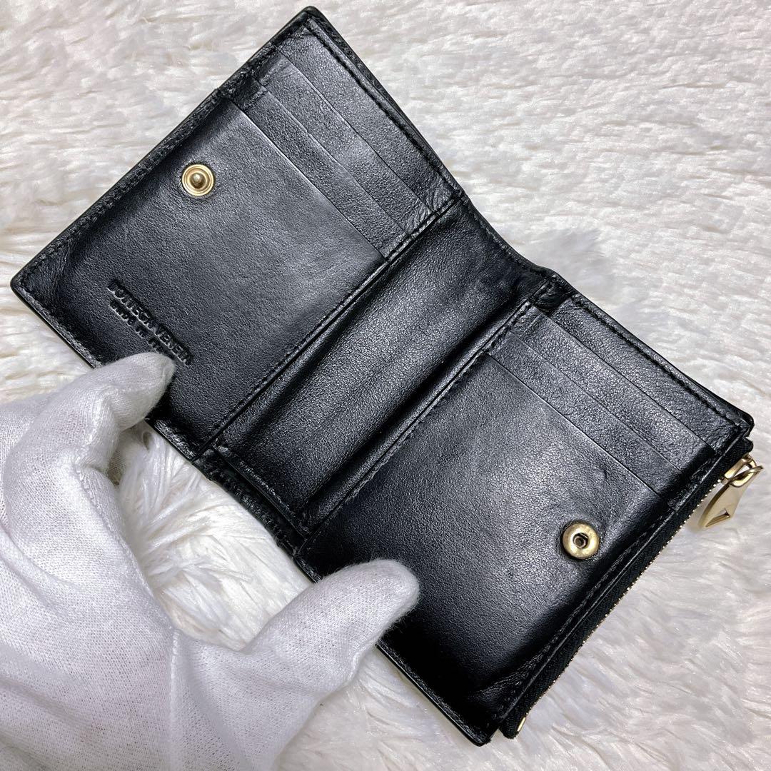 ボッテガヴェネタ 二つ折り財布 カセット スモール マキシイントレチャート 本革