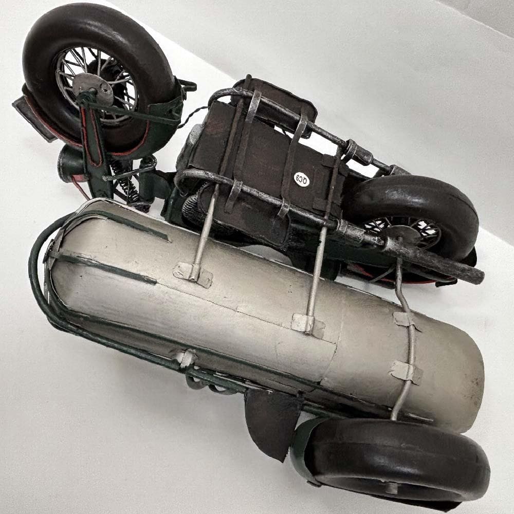  R75風 サイドカー付 オートバイ ブリキオブジェ レトロ