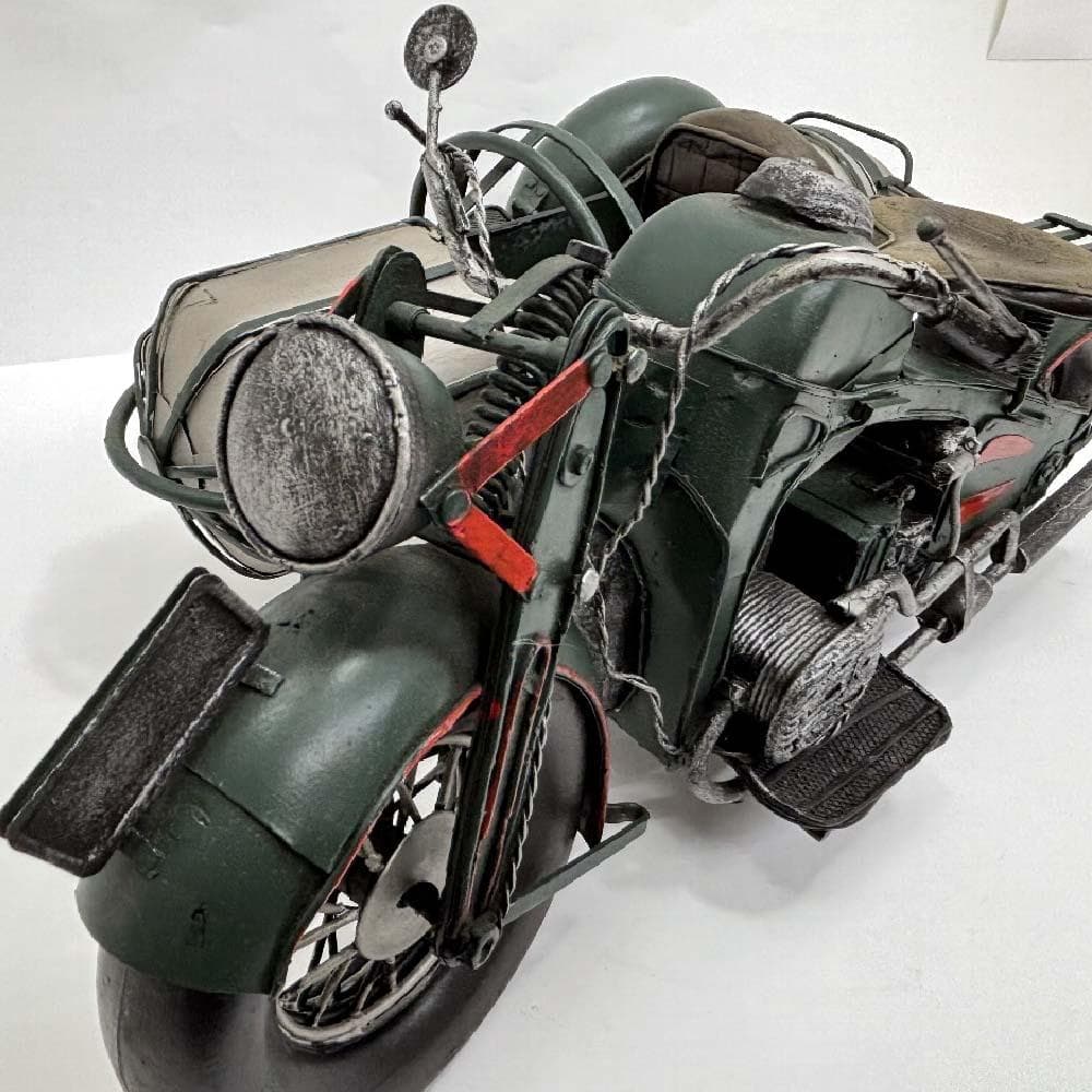  R75風 サイドカー付 オートバイ ブリキオブジェ レトロ