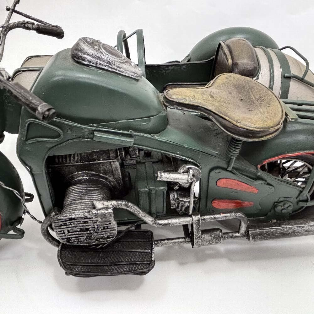  R75風 サイドカー付 オートバイ ブリキオブジェ レトロ