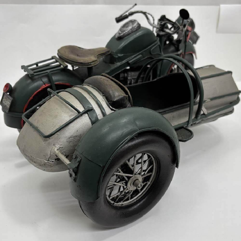  R75風 サイドカー付 オートバイ ブリキオブジェ レトロ