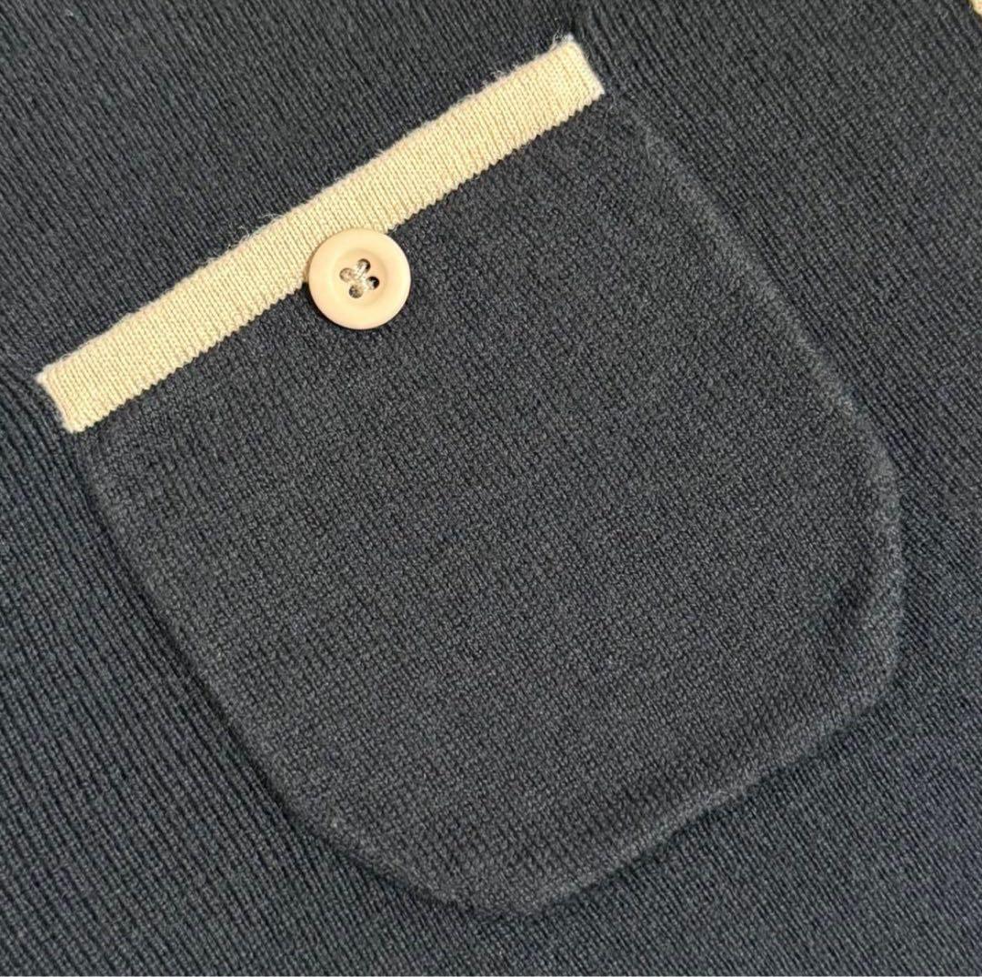 Caban キャバン コットンカシミヤ バイカラークルーネックカーディガン