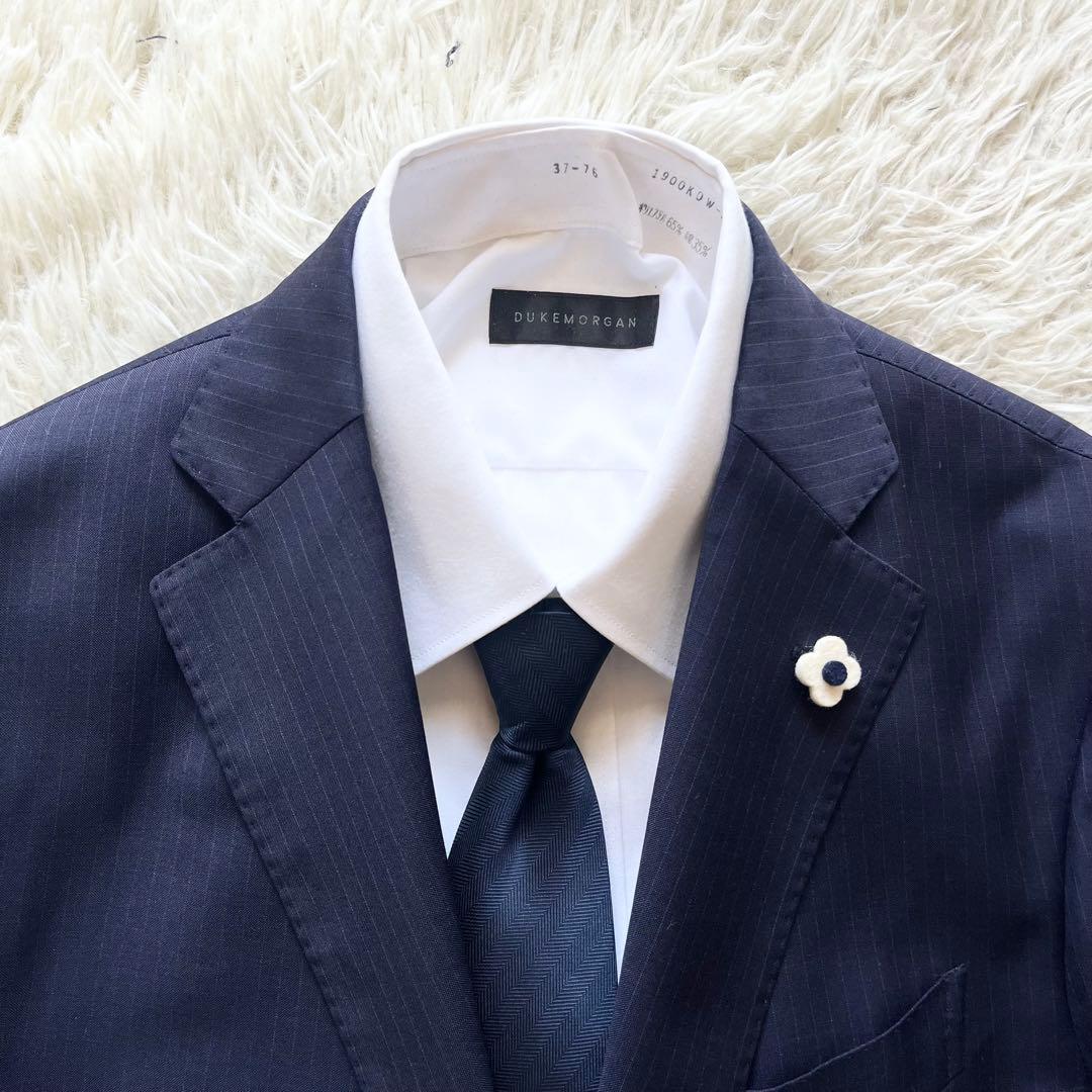 <美品>LARDINI ネイビー ウール ジャケット ブートニエール サイズ48