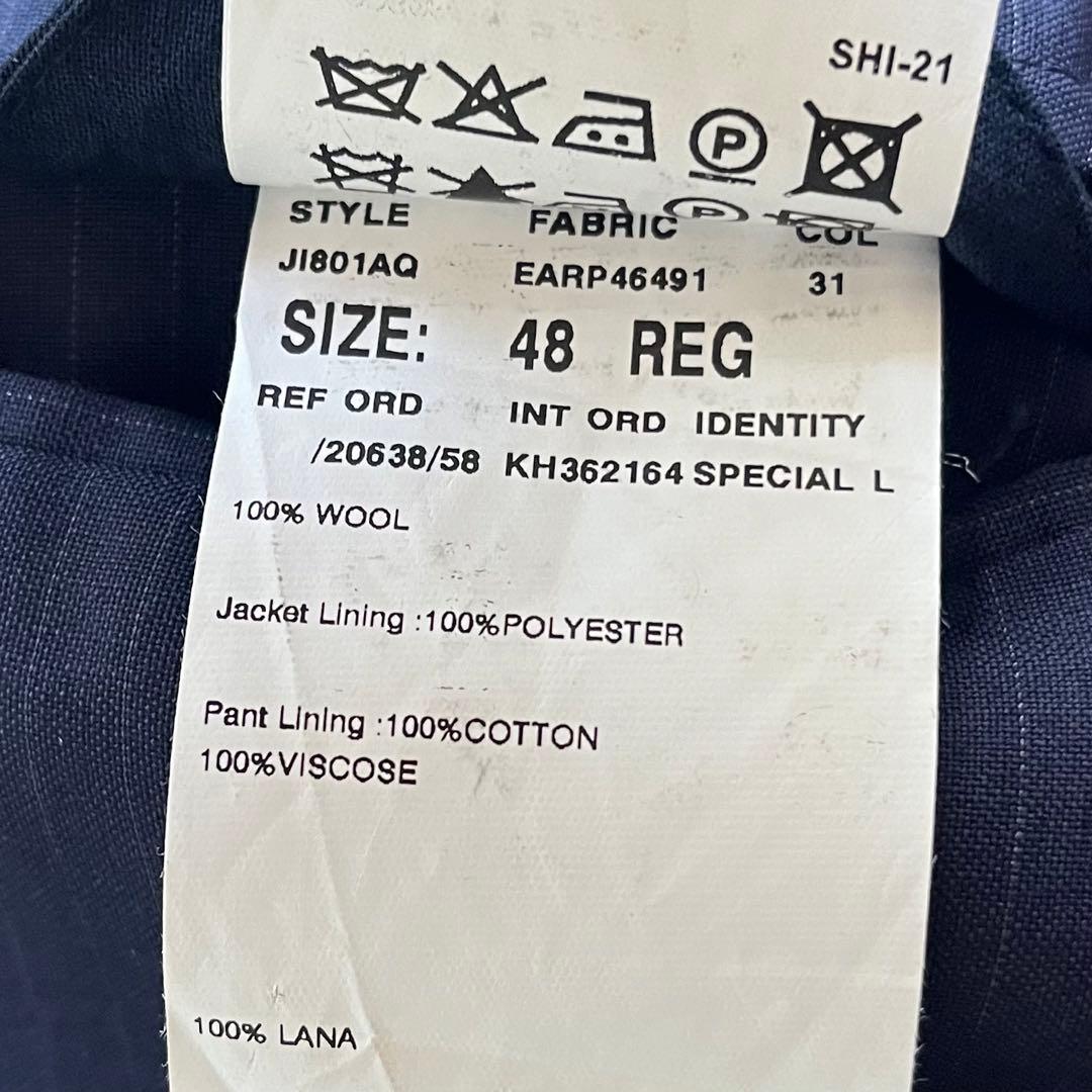 <美品>LARDINI ネイビー ウール ジャケット ブートニエール サイズ48