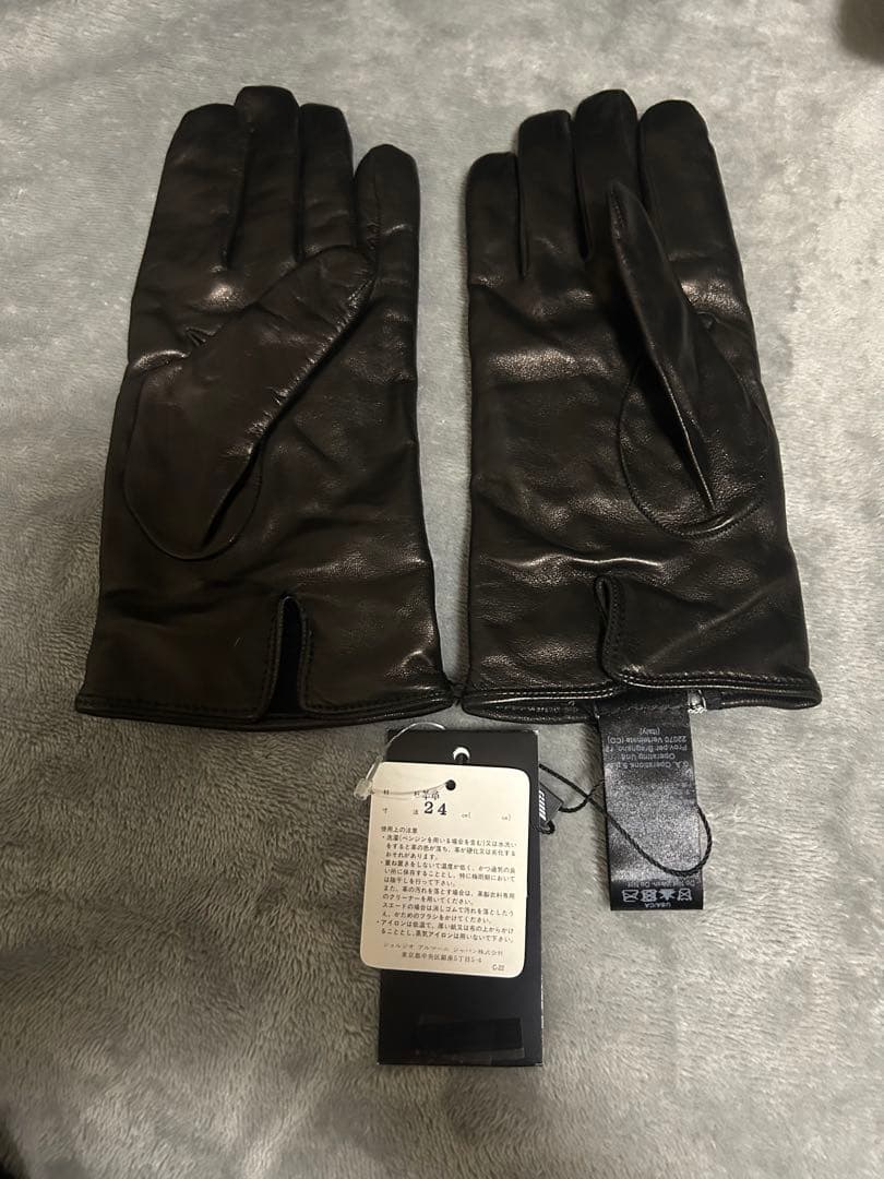 【アルマーニ】ブラックレザー手袋 EMPORIO ARMANI