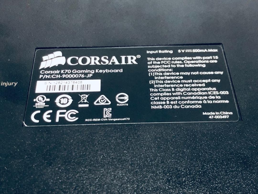 CORSAIR CH-9000076-JP K70 ゲーミングキーボード