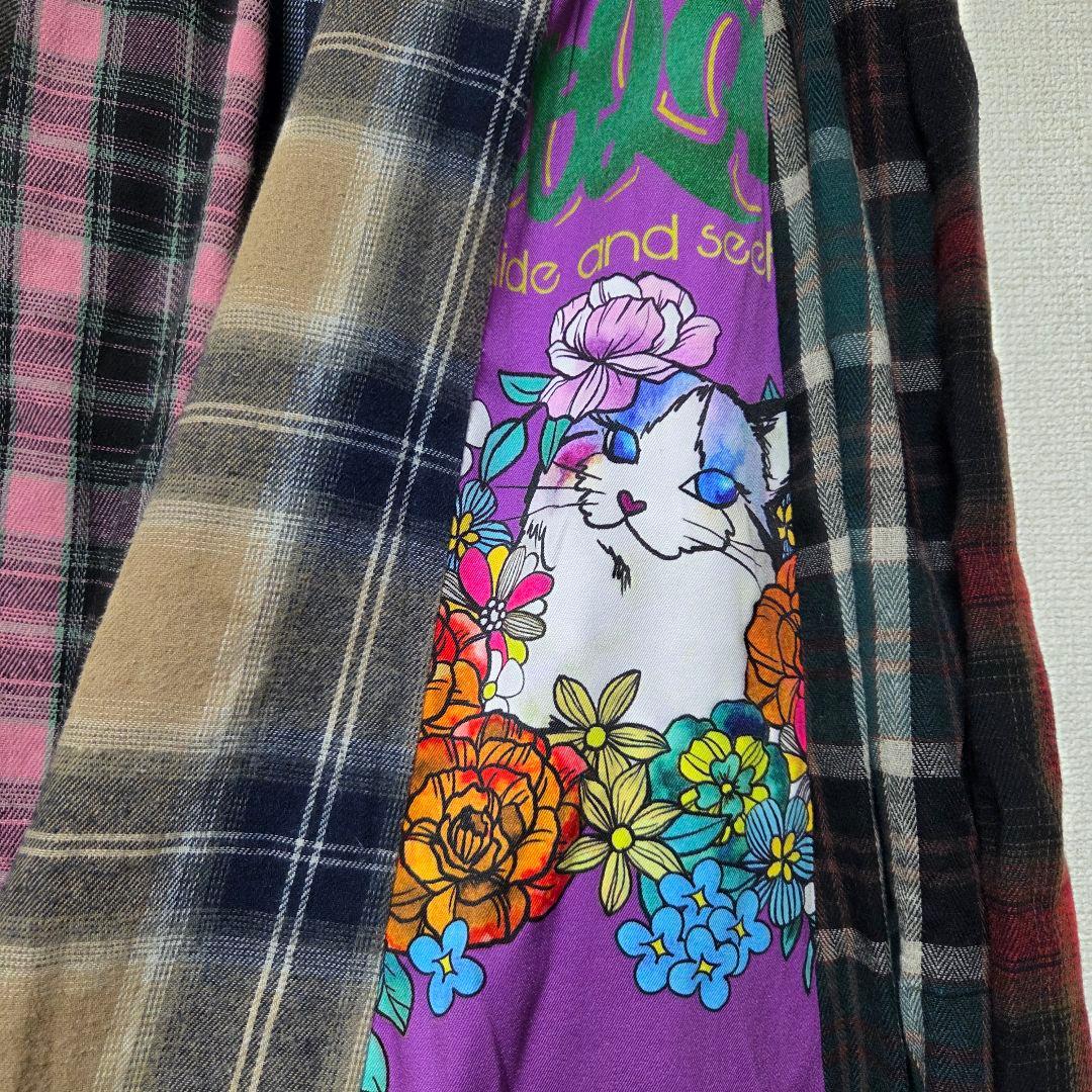 スカラー　チェック猫柄スカート