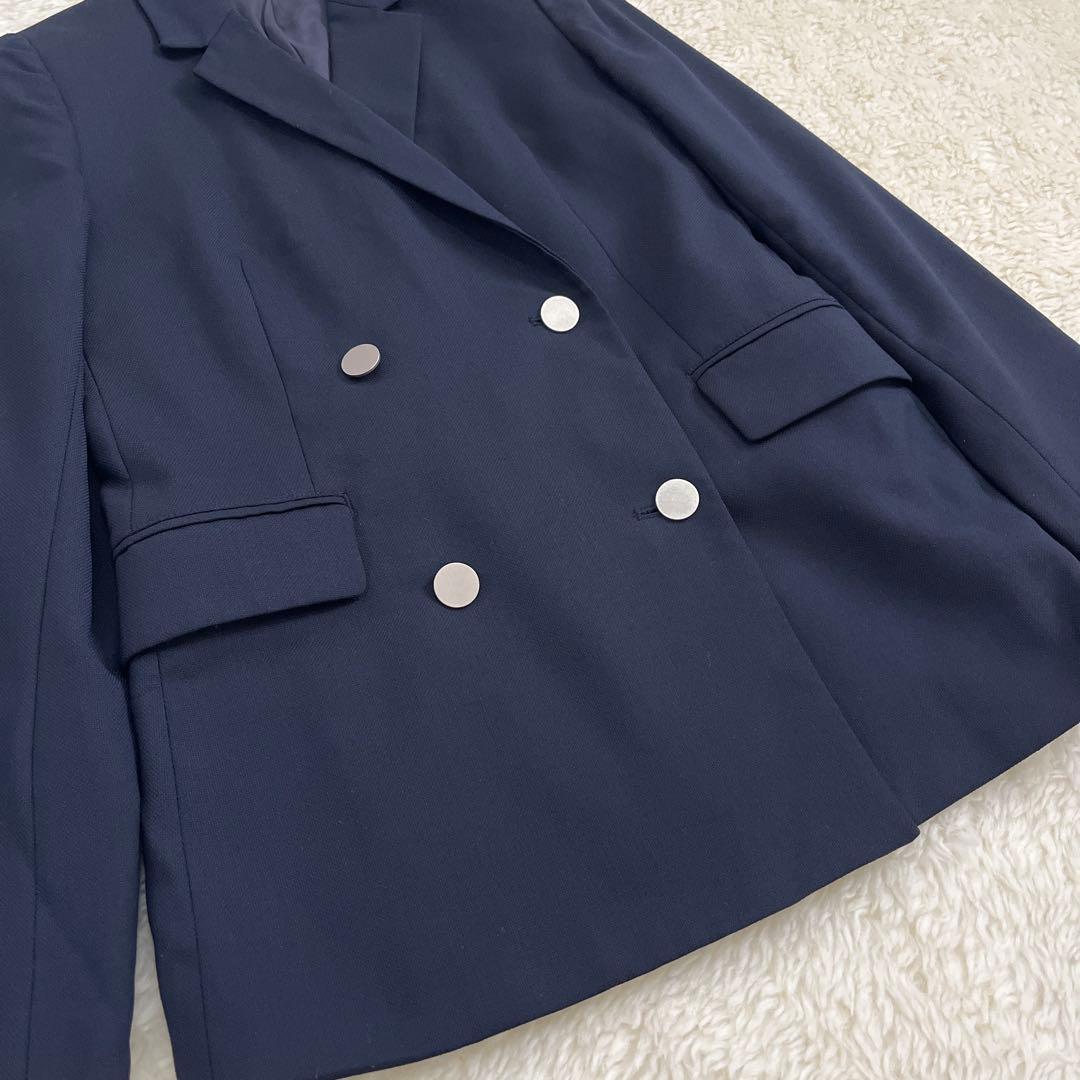 【美品】PLST　プラステ　紺ブレ　ダブルジャケット　ネイビー　銀ボタン　洗濯可