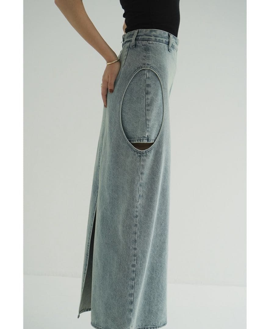 新品 CLANE CIRCLE CUT LAYERED DENIM SKIRT