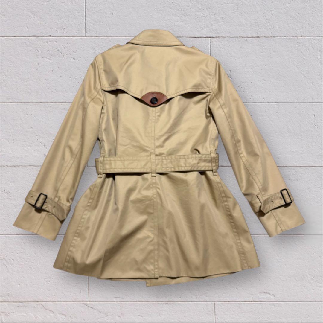美品✨COACH コーチ トレンチコート ミディアム丈 ベージュ 背部 革 ロゴ