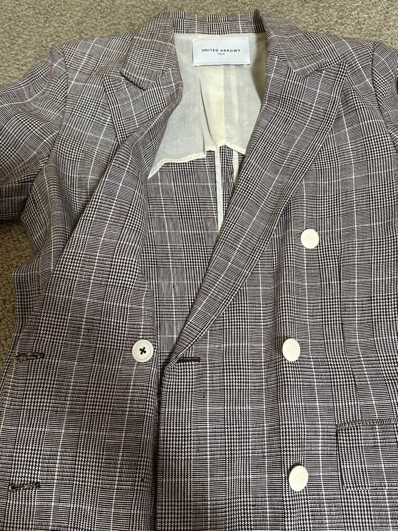 UNITED ARROWS リネンブレザー 38(M) チェック柄ジャケット