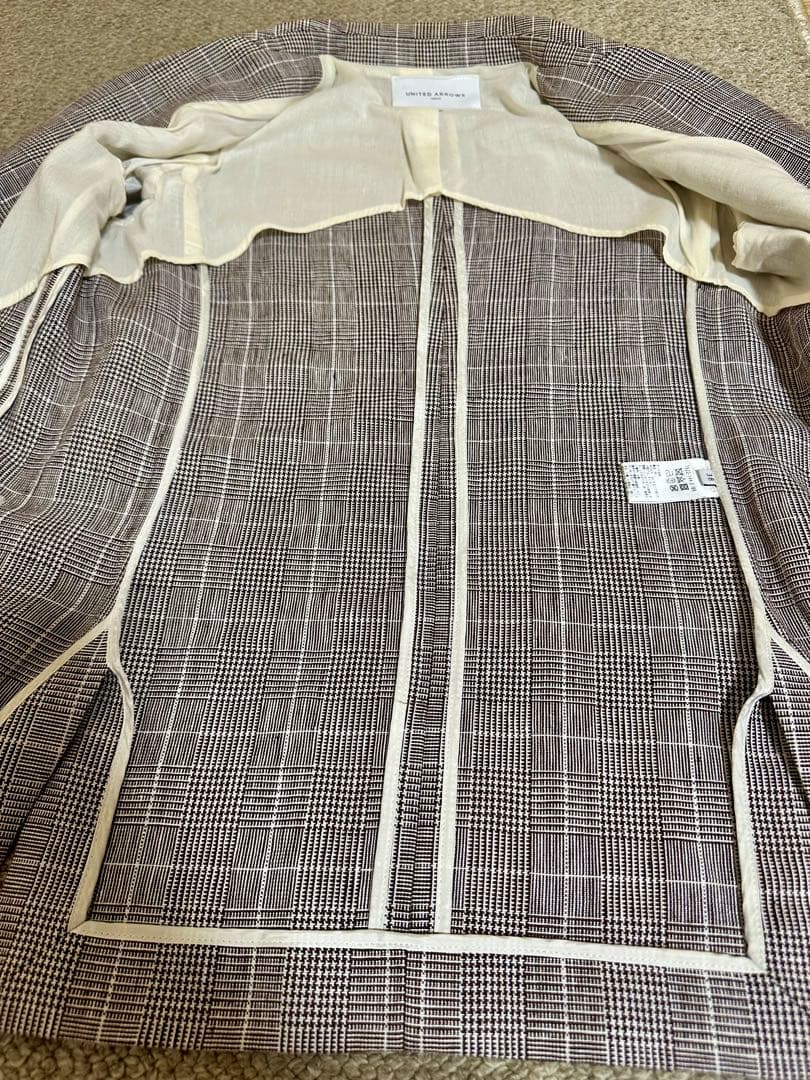 UNITED ARROWS リネンブレザー 38(M) チェック柄ジャケット