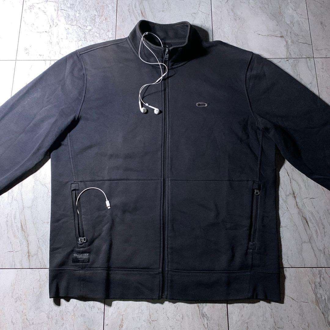 00s OAKLEY MP3 ジップ スウェット トラックジャケット フェード黒