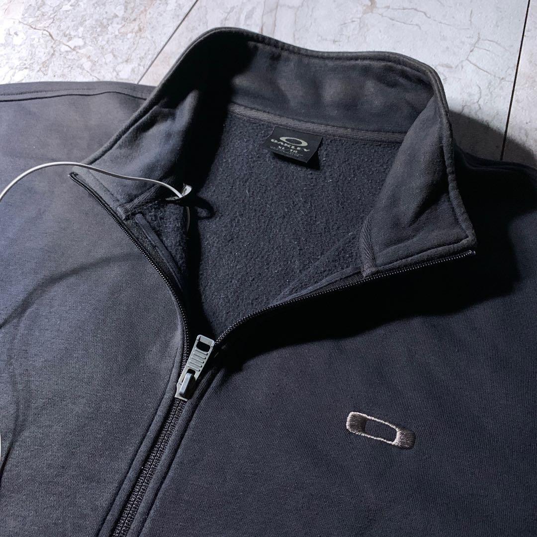 00s OAKLEY MP3 ジップ スウェット トラックジャケット フェード黒