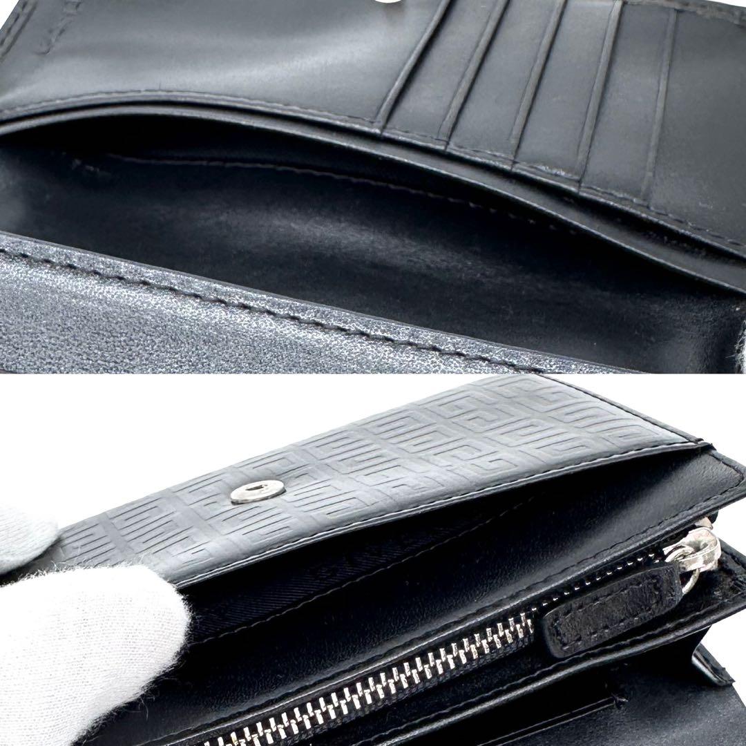 極美品✨GIVENCHY ジバンシィ 4Gエンボス ２つ折り財布 本革 ブラック