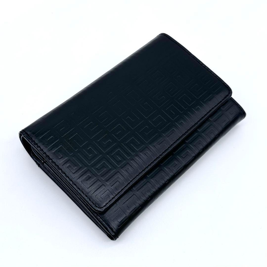 極美品✨GIVENCHY ジバンシィ 4Gエンボス ２つ折り財布 本革 ブラック
