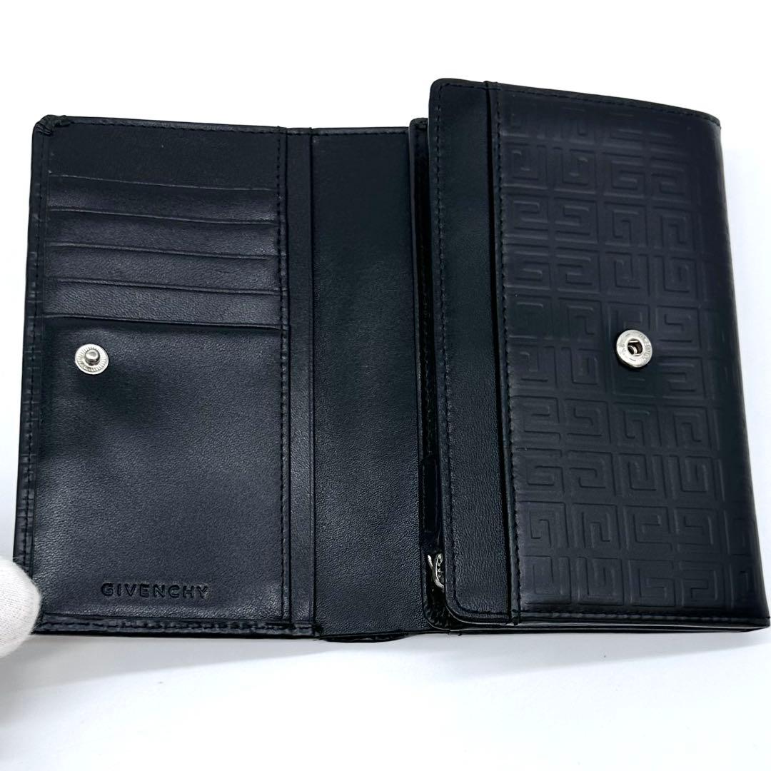 極美品✨GIVENCHY ジバンシィ 4Gエンボス ２つ折り財布 本革 ブラック