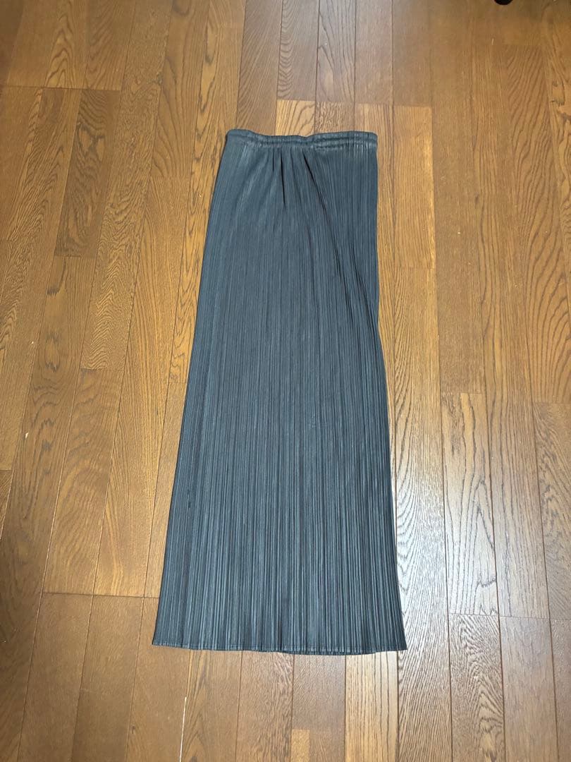 グレー プリーツスカート ゴム入り