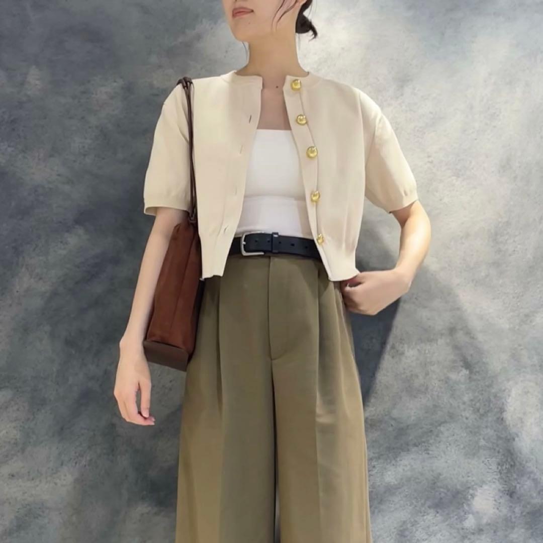 ADAM ET ROPÉカラー付きハーフスリーブカーディガン 2way 25AW