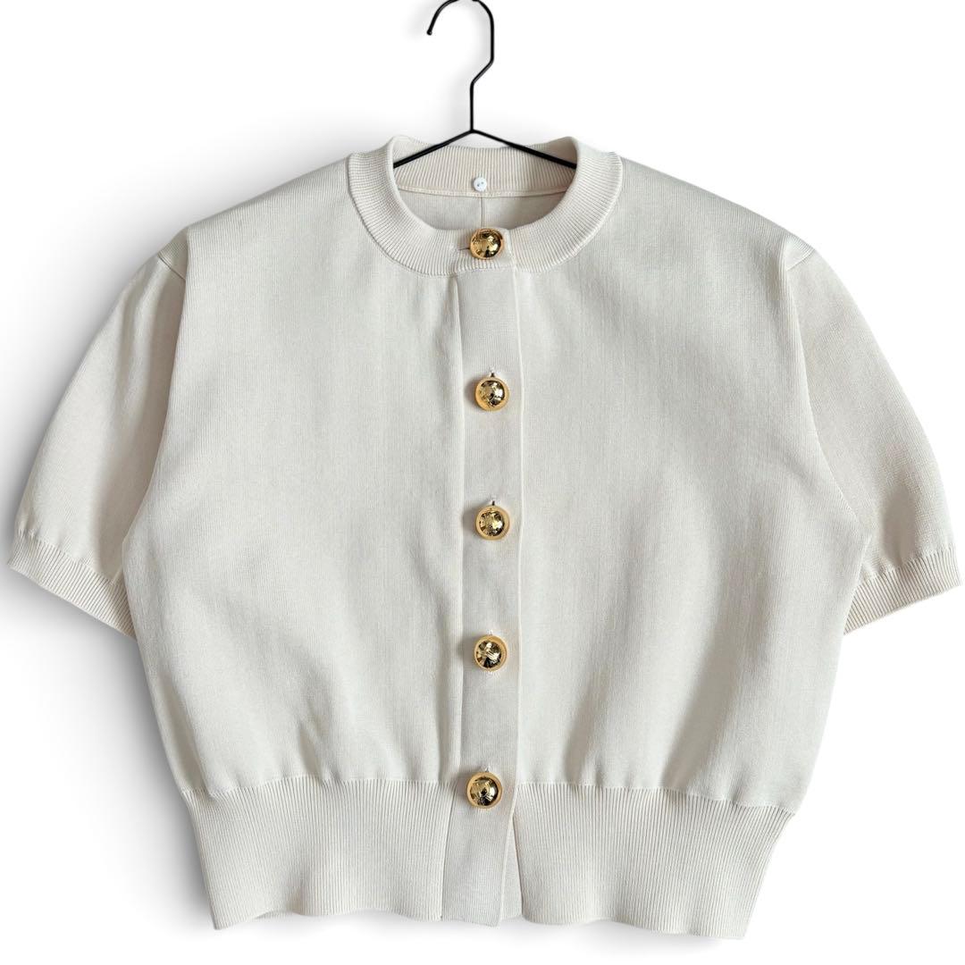 ADAM ET ROPÉカラー付きハーフスリーブカーディガン 2way 25AW