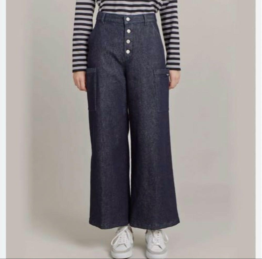 美品　agnes b. アニエスベー デニム カーゴワイドボタンフライパンツ