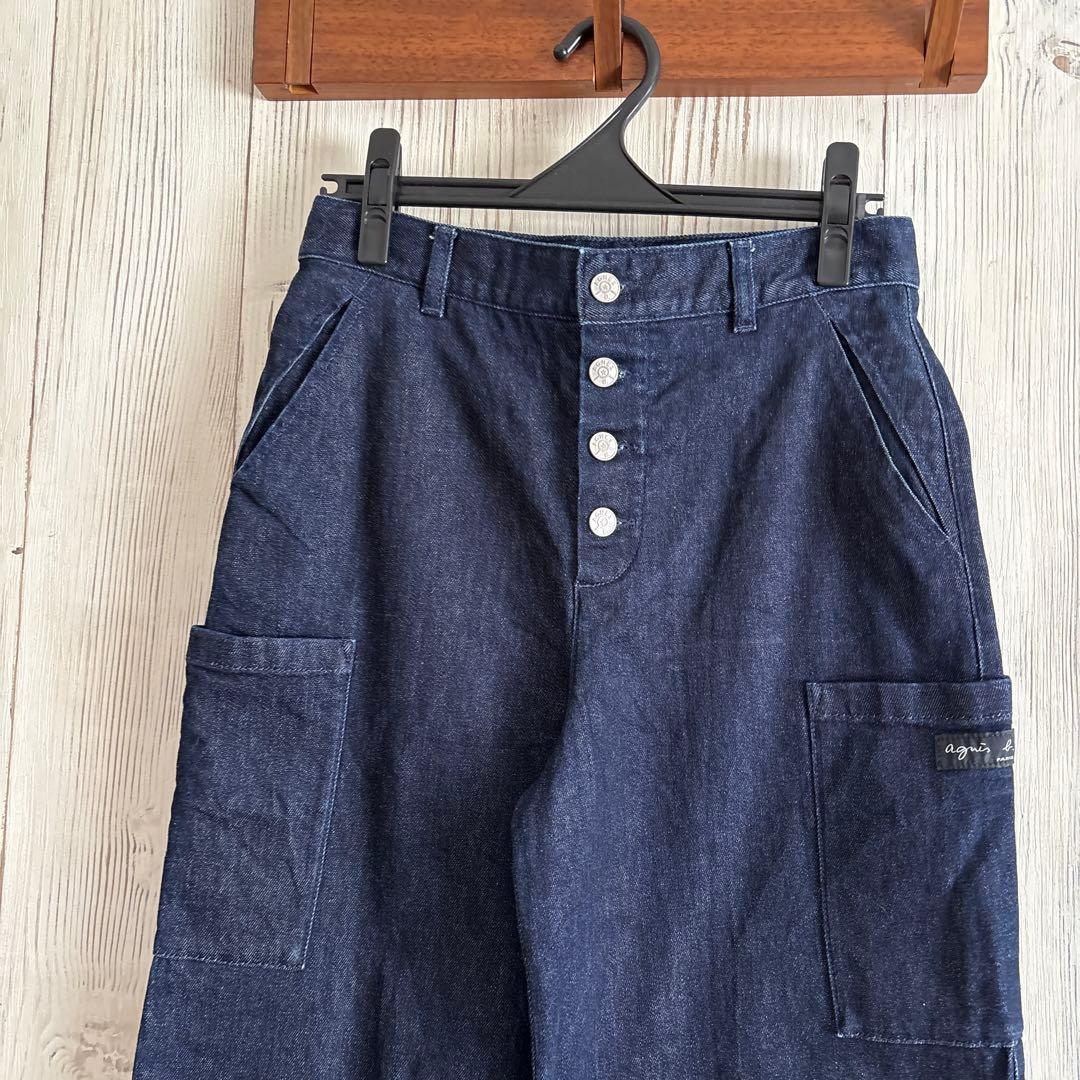美品　agnes b. アニエスベー デニム カーゴワイドボタンフライパンツ