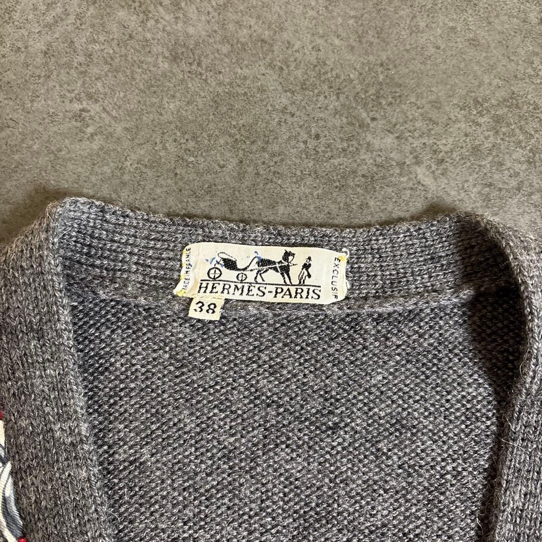 HERMES-PARIS チェーンプリントカーディガン 38