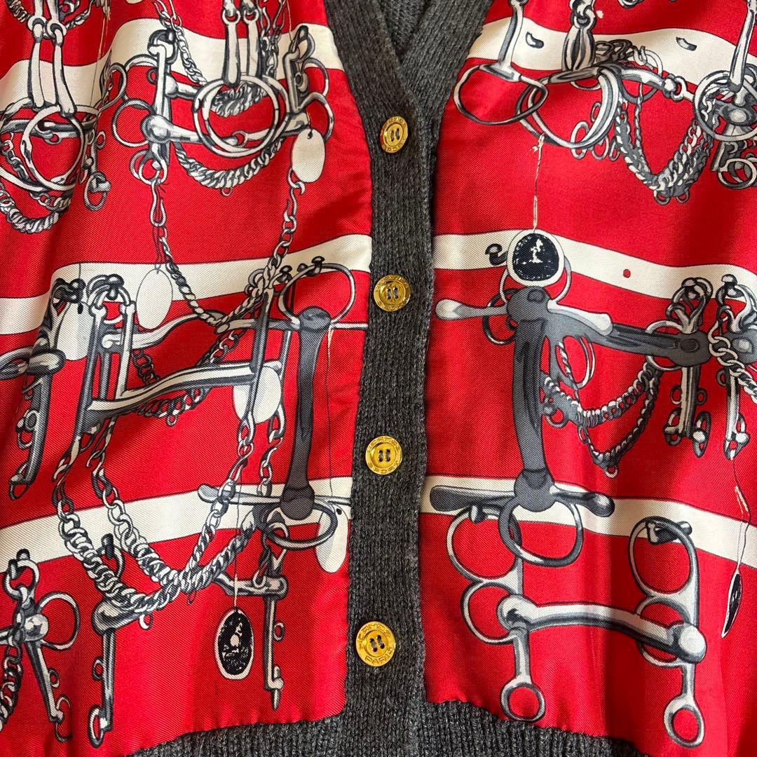 HERMES-PARIS チェーンプリントカーディガン 38