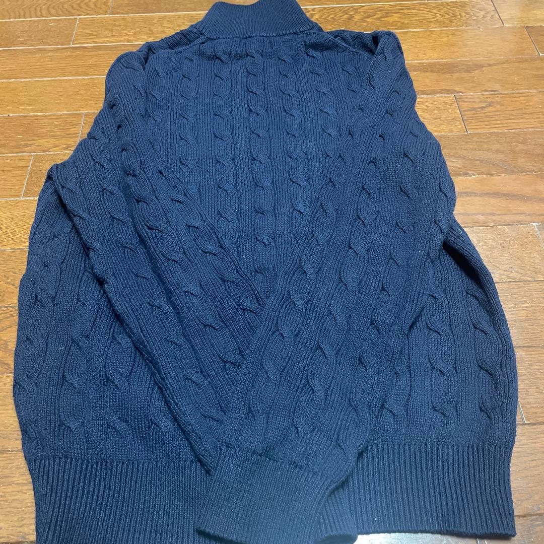 正規品　ポロラルフローレン　ハーフジップ　ネイビーケーブルニットＬ　コットン