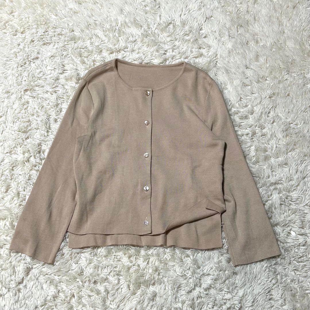 極美品✨FOXEY シルク カシミヤ カーディガン スリット 淡ピンク 40