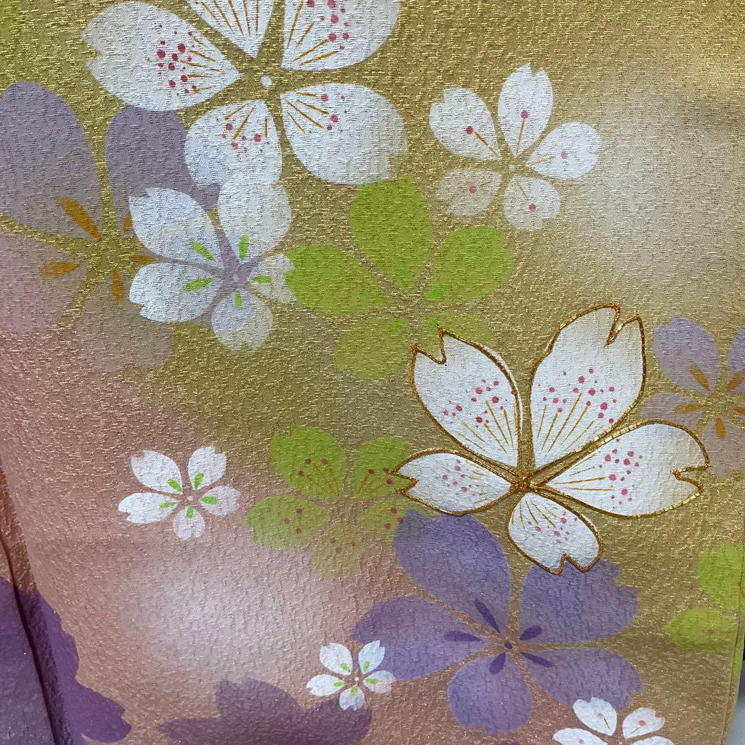 C982正絹　振袖　金通し　金駒刺繍　トールサイズ　極美品　着物