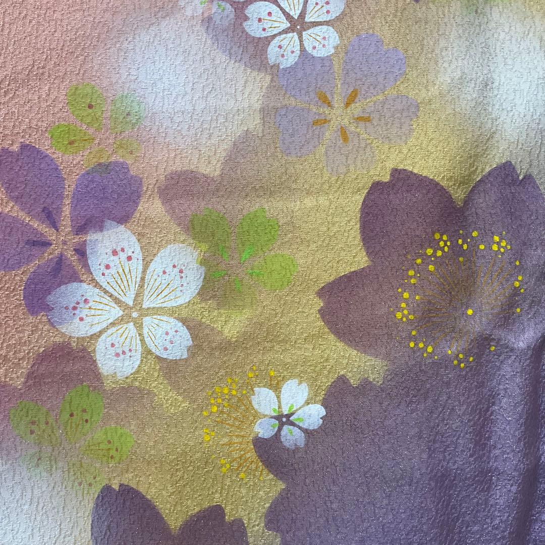 C982正絹　振袖　金通し　金駒刺繍　トールサイズ　極美品　着物