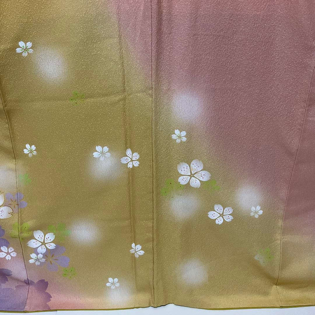 C982正絹　振袖　金通し　金駒刺繍　トールサイズ　極美品　着物
