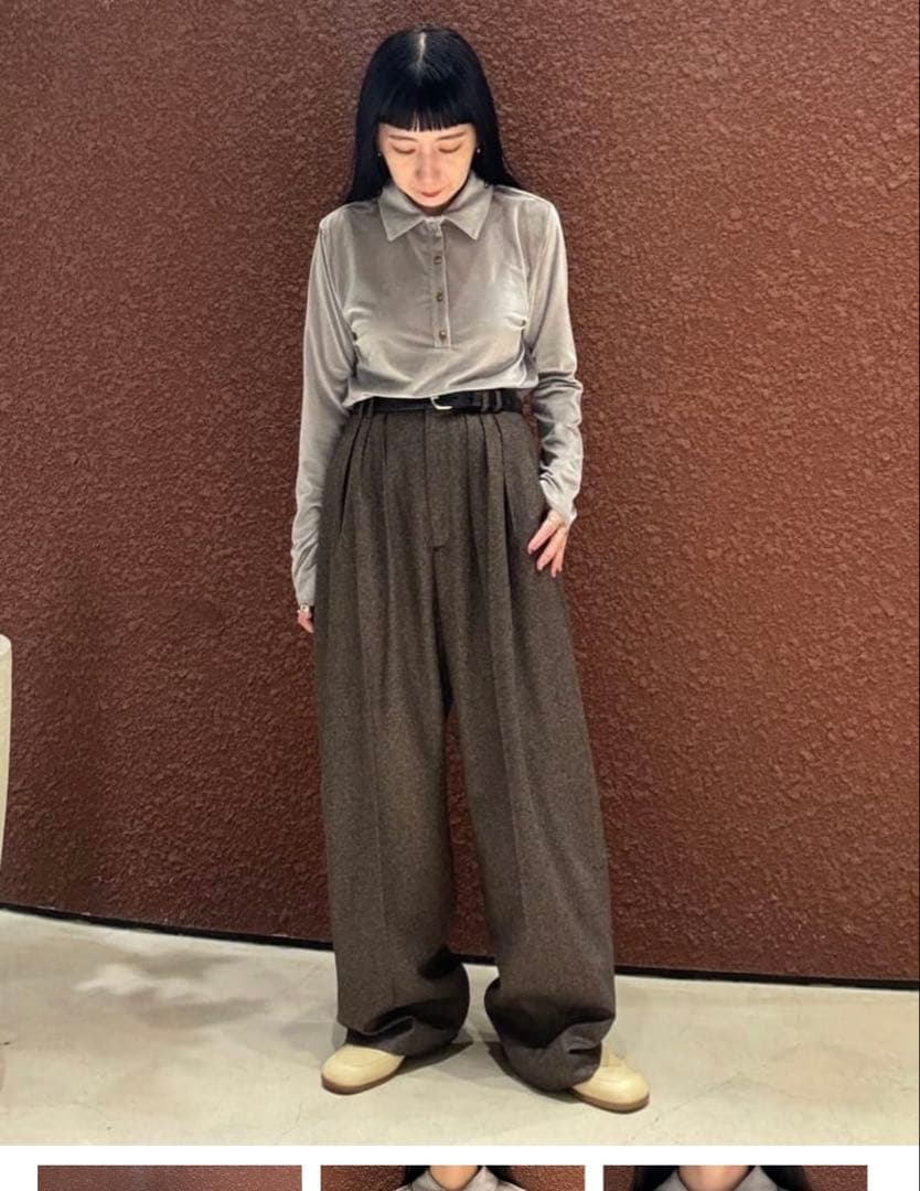 6ROKU シアーベロアシャツプルオーバー　グレー