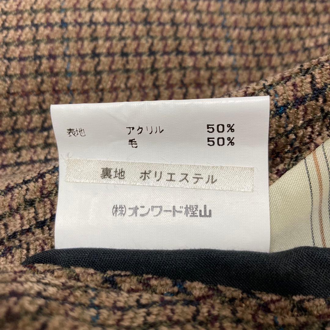 美品 五大陸 ガンクラブチェック ツイード 襟付き ウール ベスト ジレ S相当
