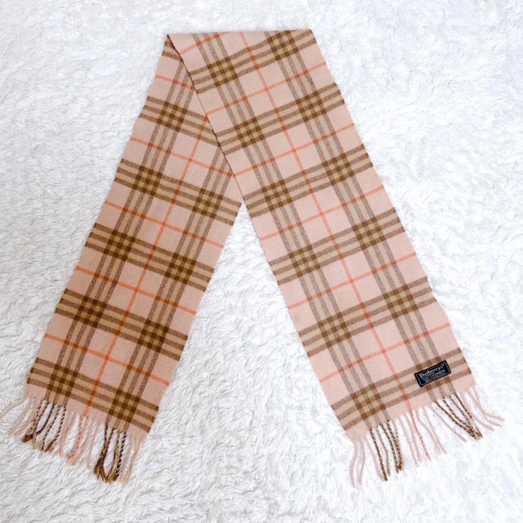 BURBERRY バーバリー ノバチェック マフラー カシミヤ 100％ ピンク