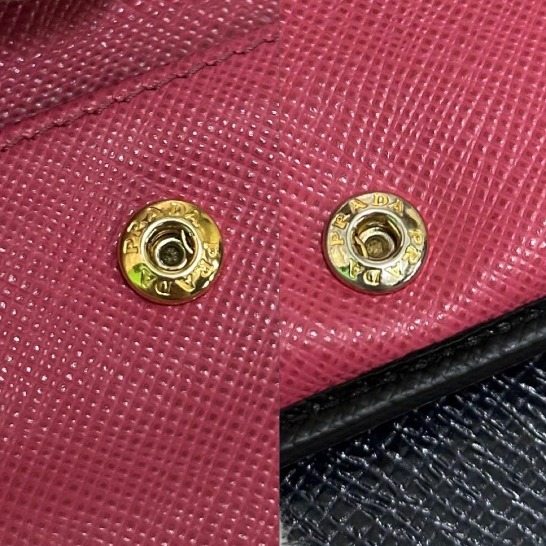 PRADA プラダ　折り財布　マルチカラー　ゴールドロゴ　サフィアーノレザー