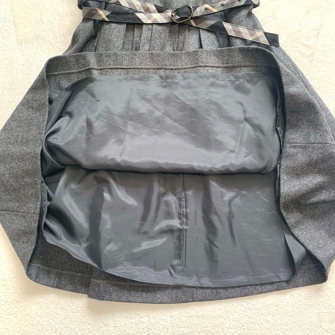 BURBERRY バーバリー　半袖ワンピース　 M グレー　ウエストベルト