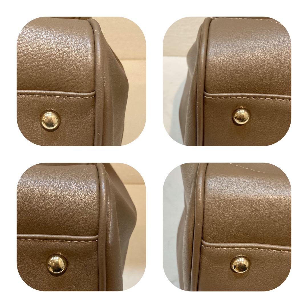 【美品】PAPILLONNER レザーボストンバッグ　モカ