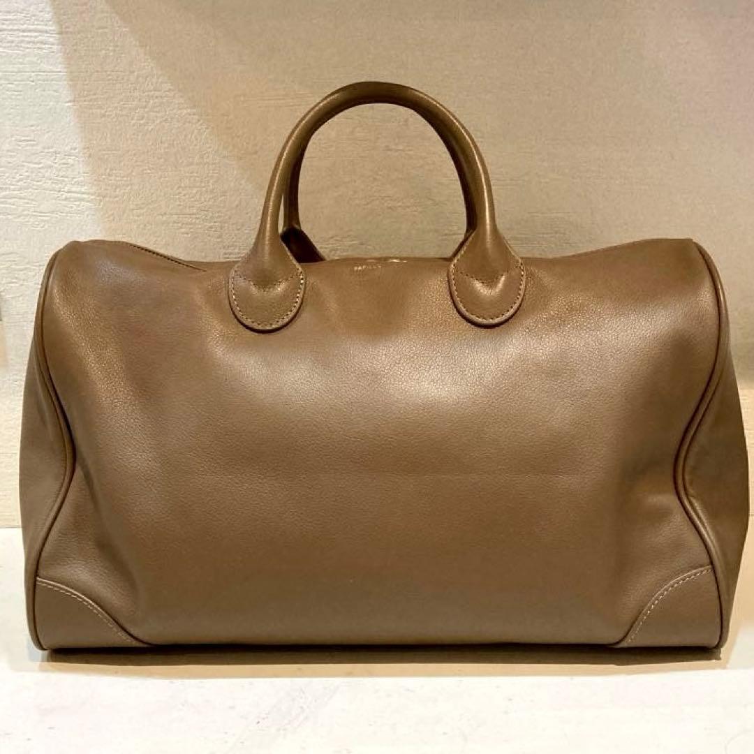 【美品】PAPILLONNER レザーボストンバッグ　モカ
