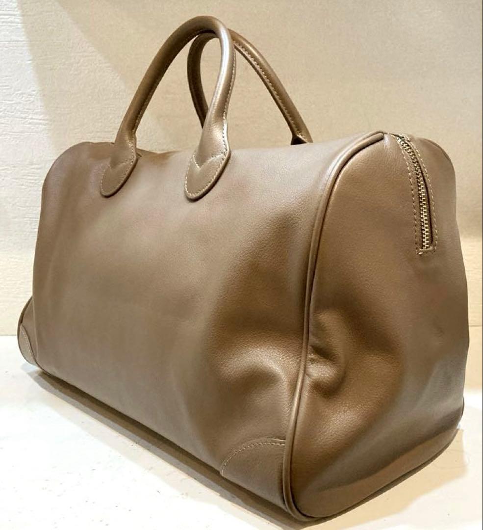 【美品】PAPILLONNER レザーボストンバッグ　モカ