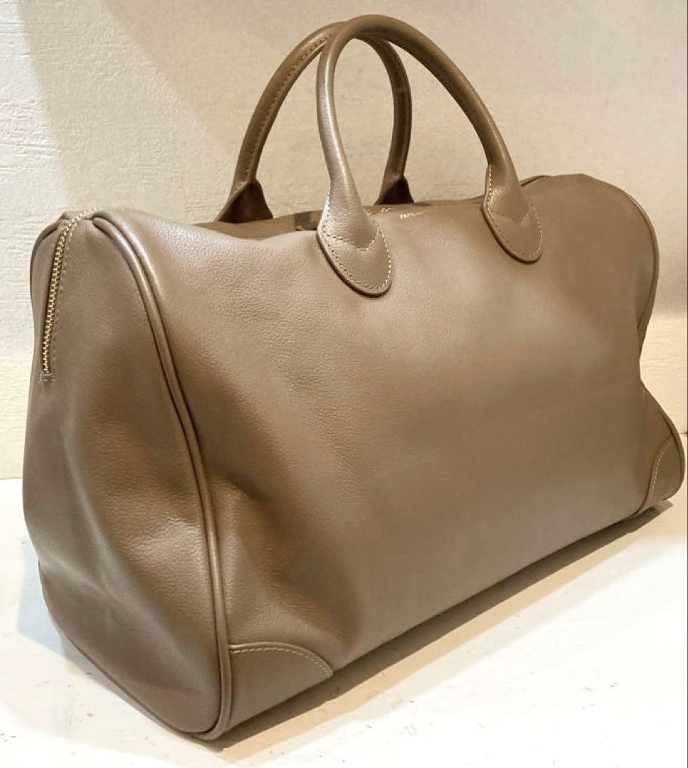 【美品】PAPILLONNER レザーボストンバッグ　モカ