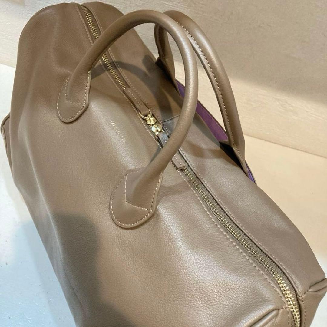 【美品】PAPILLONNER レザーボストンバッグ　モカ