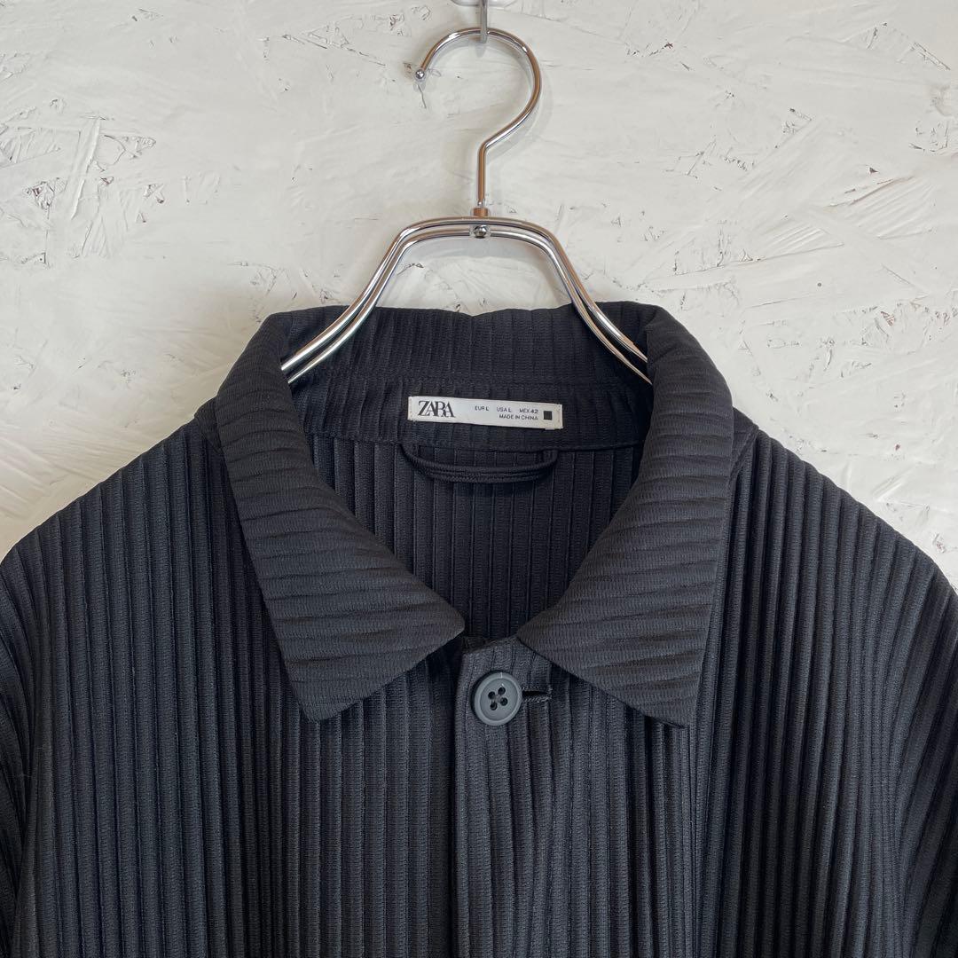 セットアップ【ZARA】プリーツジャケット　テーパードパンツ　黒　L
